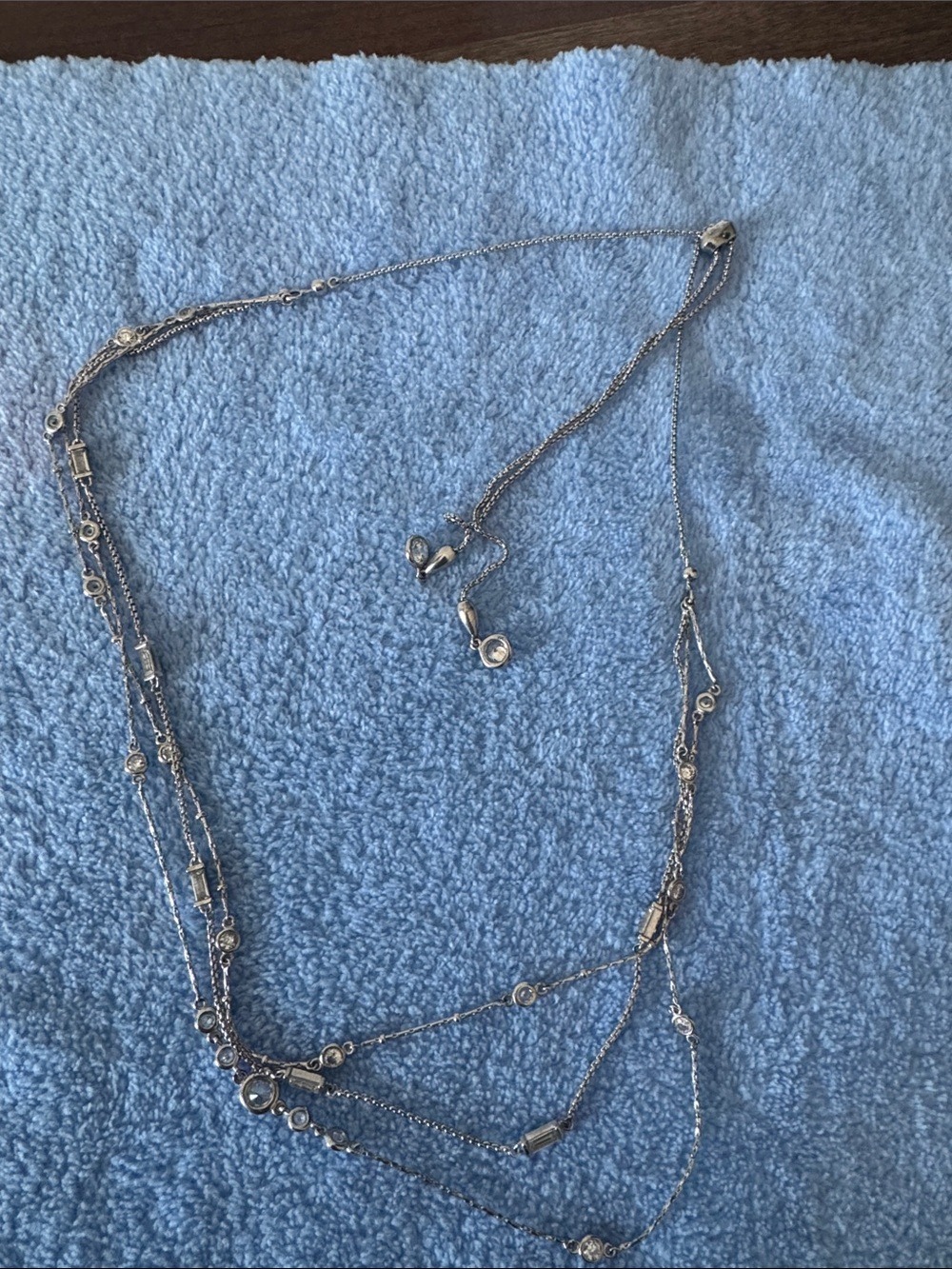 Kendra Scott Silver Multi-Layer Crystal Station Necklace
